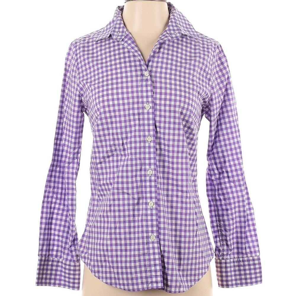 Peter Millar Purple Gingham Cotton Button Down Shirt Small